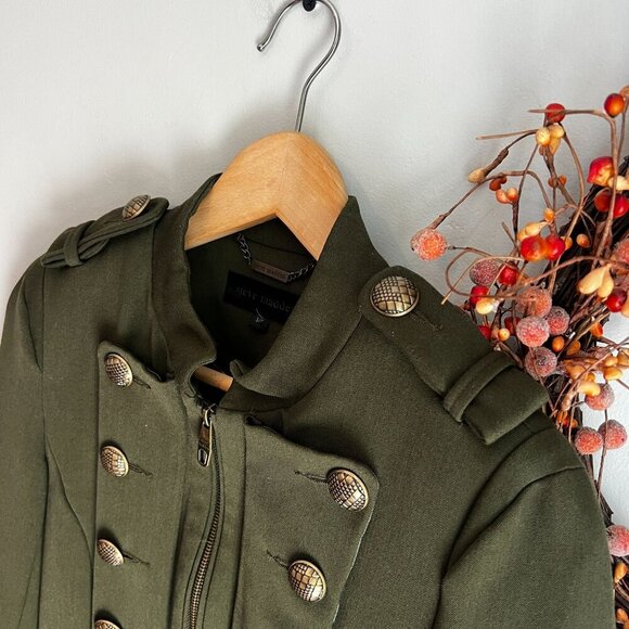 Steve Madden Womens Mid-Length Military Jacket Size SMALL in Army Green - Picture 7 of 13